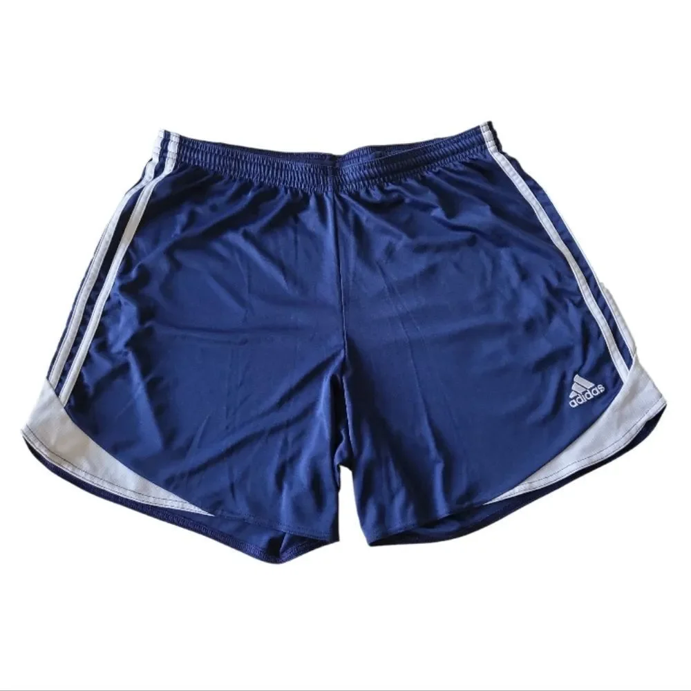 ADIDAS Blue/White Stripe ClimaCool 100% Polyester Athletic Shorts Size‎ L